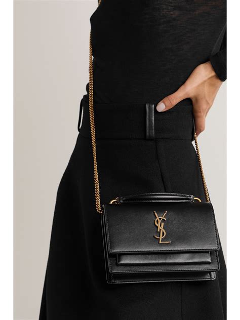 ysl medium sunset bag in black leather|yves saint laurent sunset medium.